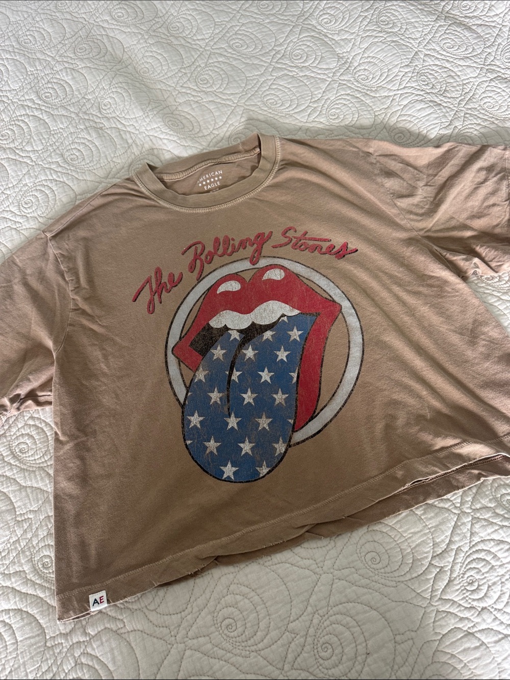 American Eagle Outfitters Brown Rolling Stones Tongue Graphic Tee